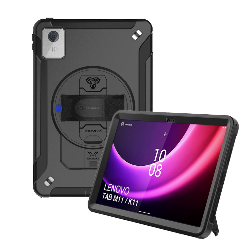 RAN-LN-M11 | Lenovo Tab M11 TB330 | Rainproof military grade rugged case with hand strap and kick-stand