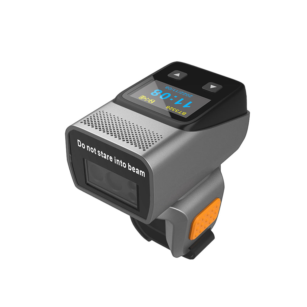 ARMOR-X Bluetooth Ring Barcode Scanner  with 1" display. Wearable finger ring design.