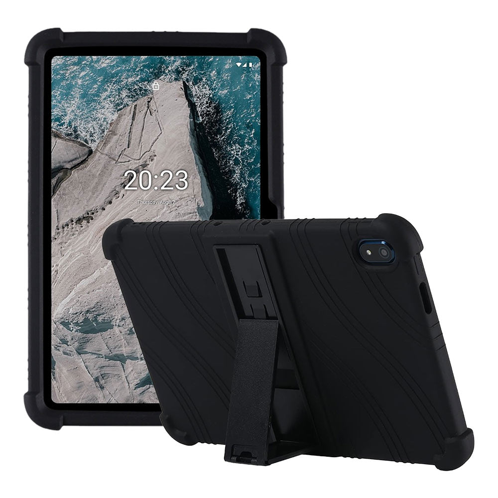 ARMOR-X Nokia T20 Soft silicone shockproof protective case with kick-stand.