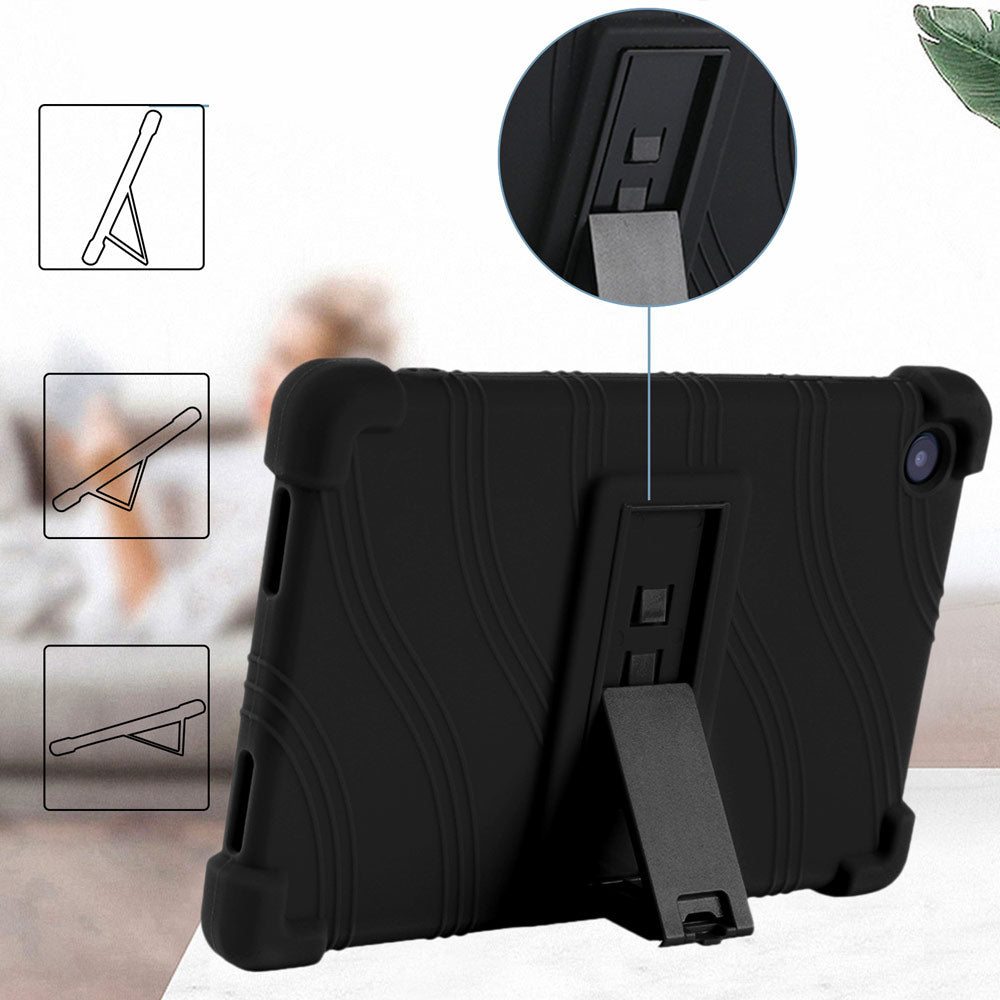 ARMOR-X TCL Tab 8 LE 9137W Soft silicone shockproof protective case. Built-in adjustable kickstand convenient for providing different viewing angles when watching videos, texting, gaming or learning etc.