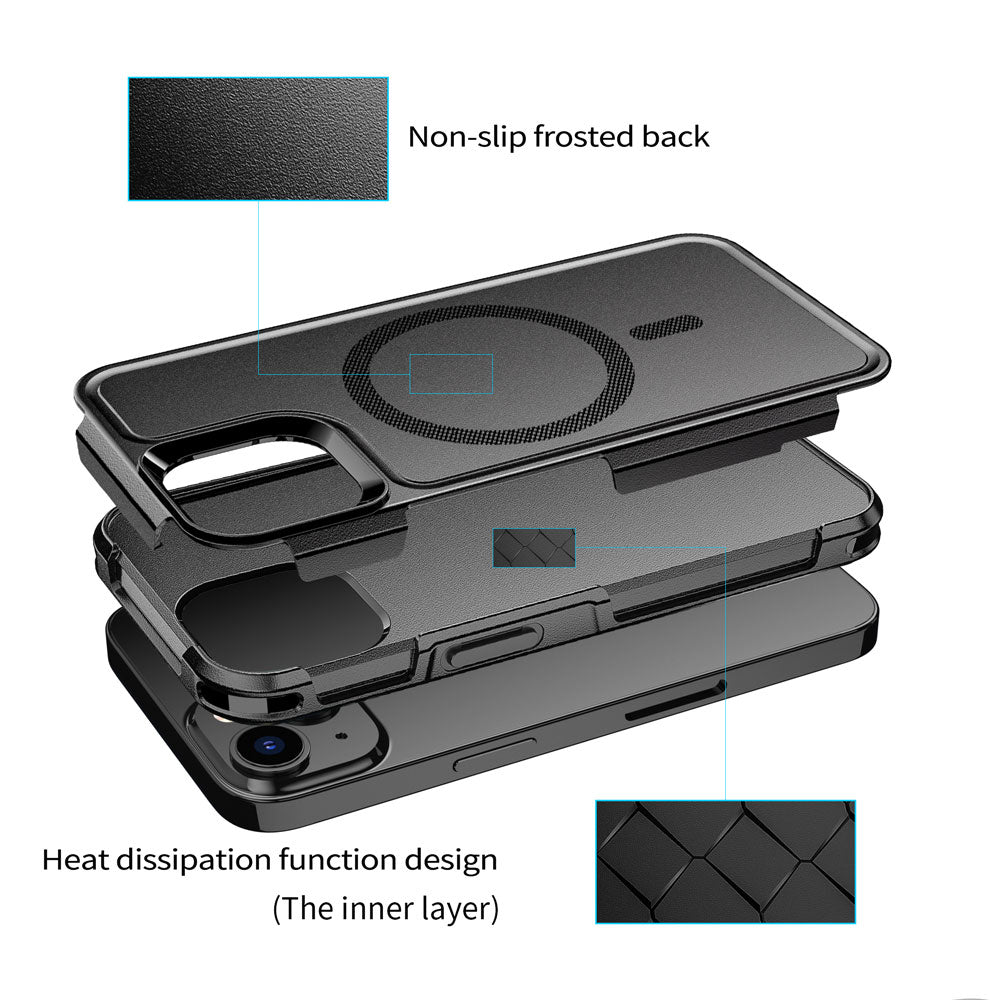 ARMOR-X APPLE iPhone 15 military grade protective case & magnetic case. Heat dissipation function design.