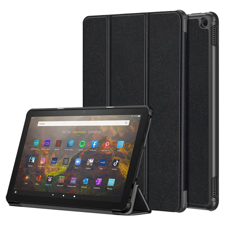 ARMOR-X Amazon Fire HD 10 2023 shockproof case, impact protection cover. Smart Tri-Fold Stand Magnetic PU Cover. Hand free typing, drawing, video watching.