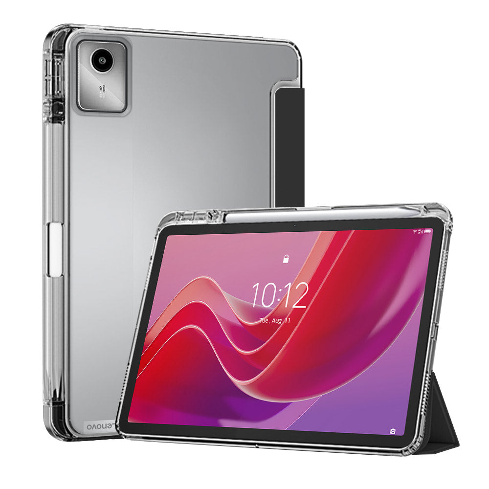 ARMOR-X Lenovo Tab M11 TB330 Smart Tri-Fold Stand Magnetic Cover. The durable and shock-resistant TPU back cover protects your tablet from bumps, drops and impacts.