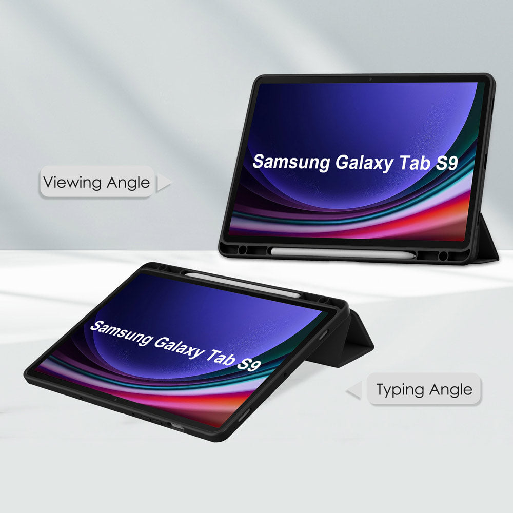 ARMOR-X Samsung Galaxy Tab S9 SM-X710 / X716 / X718 Smart Tri-Fold Stand Magnetic Cover. Two angles are provided for satisfying your viewing and typing needs.
