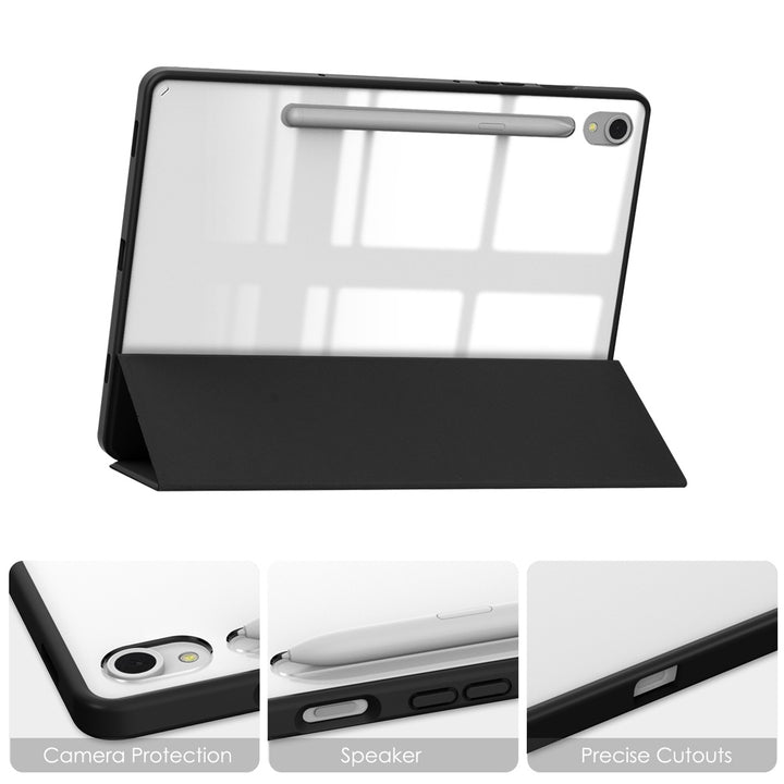 ARMOR-X Samsung Galaxy Tab S9 SM-X710 / X716 / X718 Smart Tri-Fold Stand Magnetic Cover. Raised edge to protect the ports and camera.