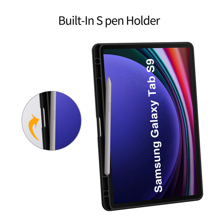 ARMOR-X Samsung Galaxy Tab S9 SM-X710 / X716 / X718 Smart Tri-Fold Stand Magnetic Cover. Built-In S pen Holder.