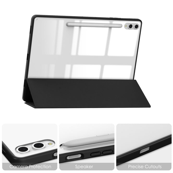 ARMOR-X Samsung Galaxy Tab S9+ S9 Plus SM-X810 / X816 / X818 Smart Tri-Fold Stand Magnetic Cover. Raised edge to protect the ports and camera.