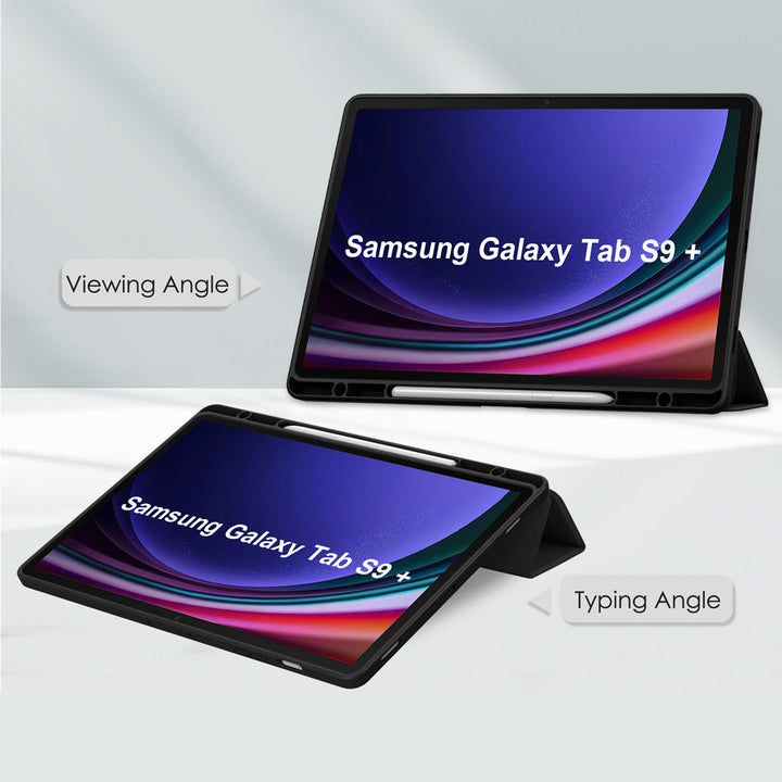 ARMOR-X Samsung Galaxy Tab S9+ S9 Plus SM-X810 / X816 / X818 Smart Tri-Fold Stand Magnetic Cover. Two angles are provided for satisfying your viewing and typing needs.