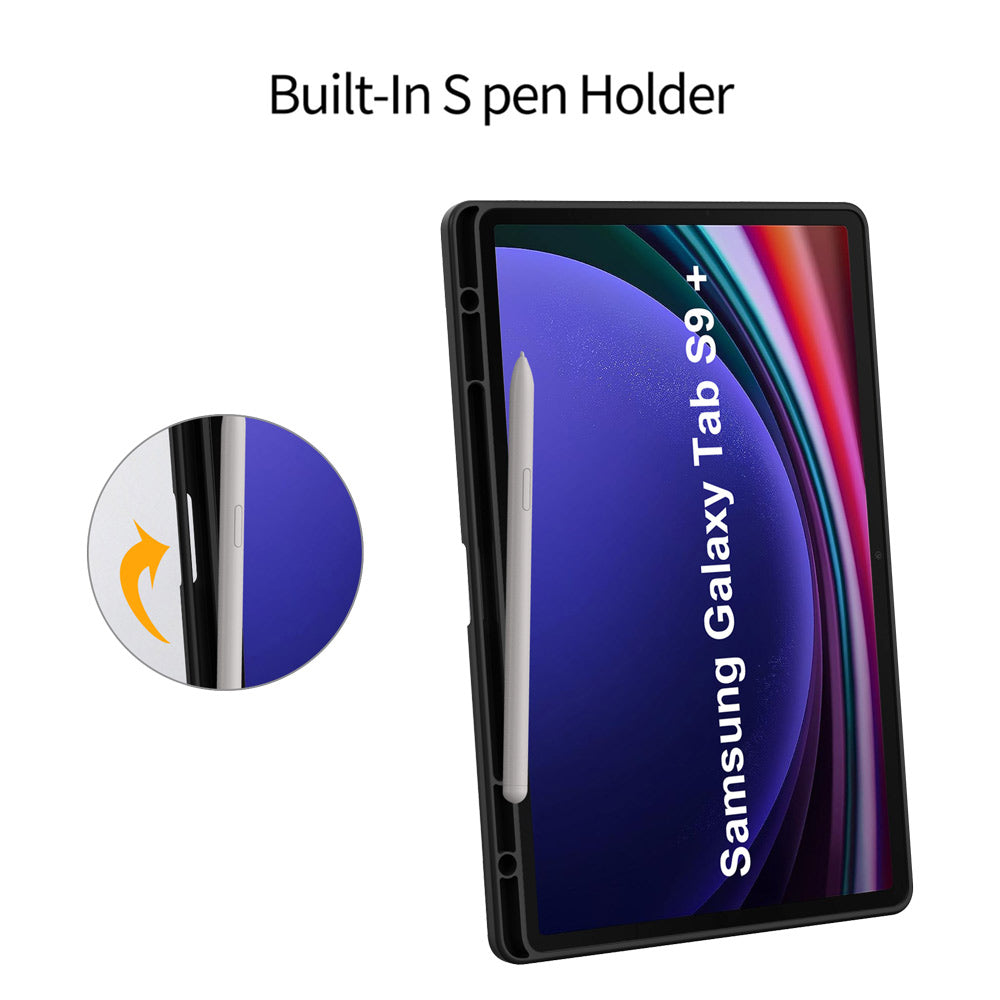 ARMOR-X Samsung Galaxy Tab S9+ S9 Plus SM-X810 / X816 / X818 Smart Tri-Fold Stand Magnetic Cover. Built-In S pen Holder.