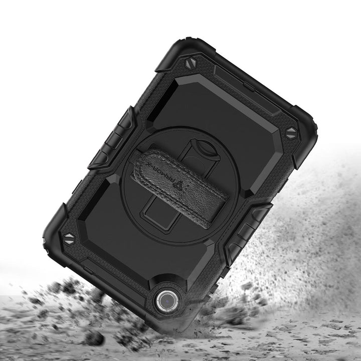 ARMOR-X Lenovo Tab M8 (4th Gen) TB300 shockproof case, impact protection cover with hand strap and kick stand. Rugged protective case with the best dropproof protection.