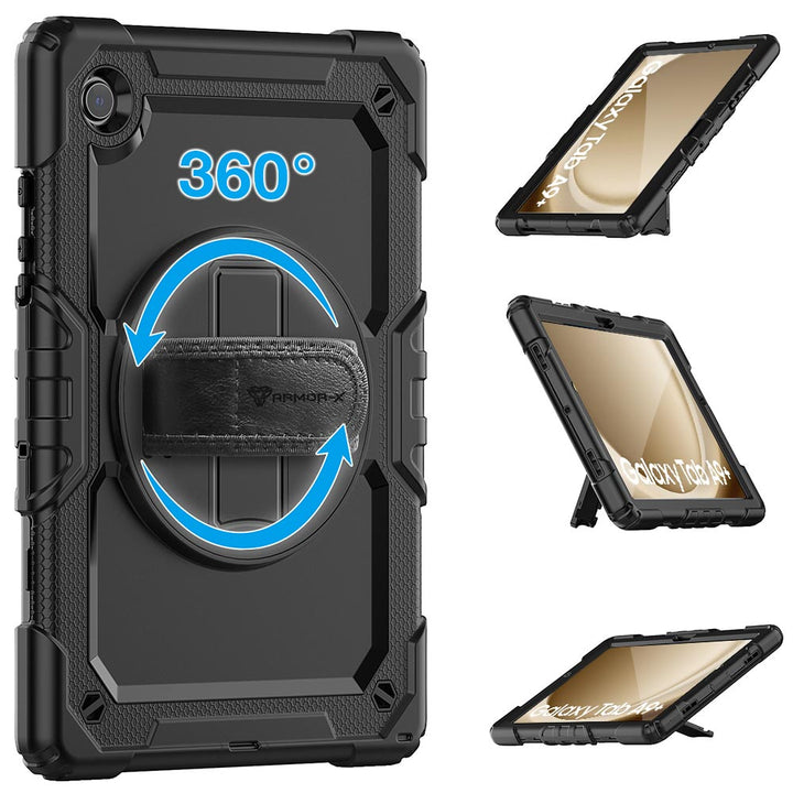 ARMOR-X Samsung Galaxy Tab A9+ A9 Plus SM-X210 / SM-X215 / SM-X216 case with kick stand. Hand free typing, drawing, video watching.