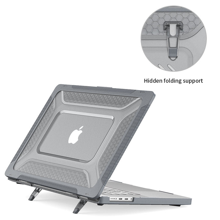 ARMOR-X MacBook Pro 16" 2021 / 2023 (A2485 / A2780) shockproof case with a built-in kickstand, bringing better visual experience and helps to relieve neck strain.