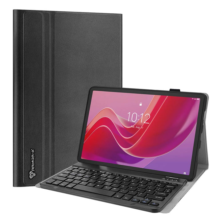 ARMOR-X Lenovo Tab M11 TB330 shockproof case, impact protection cover. Shockproof case with magnetic detachable wireless keyboard. Hand free typing, drawing, video watching.