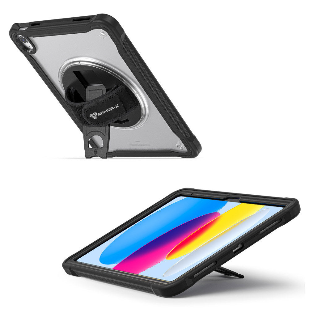 ARMOR-X iPad 10.9 (10th Gen.) case with kick stand. Hand free typing, drawing, video watching.