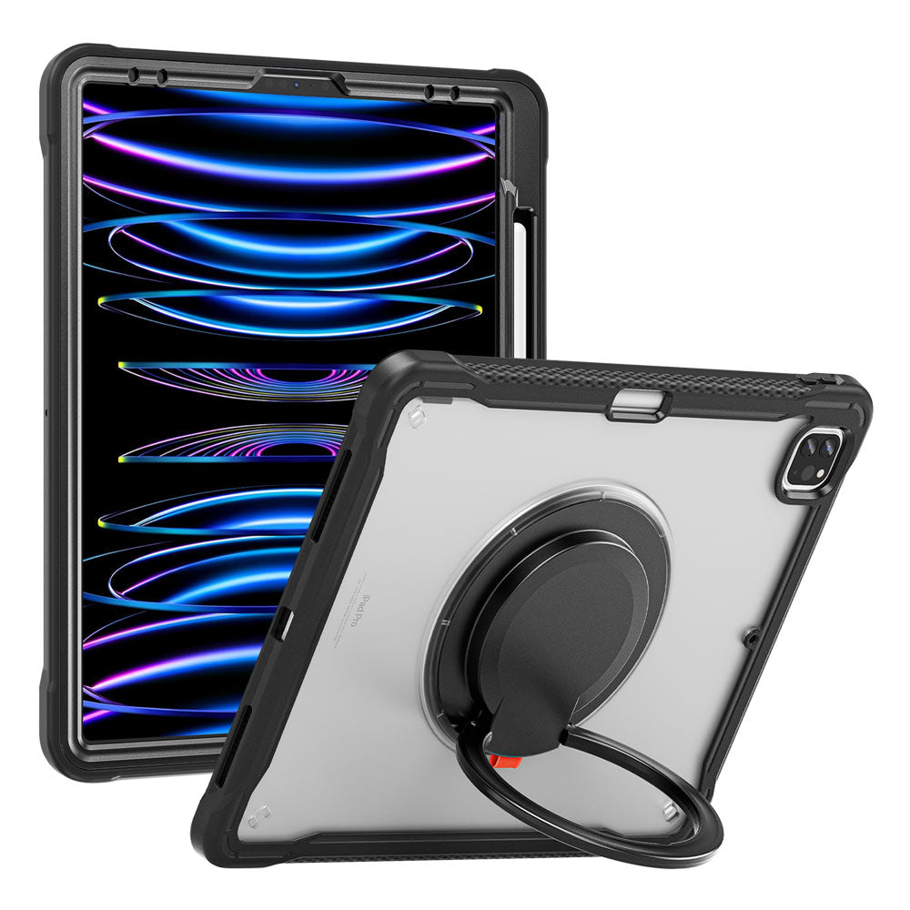 ARMOR-X APPLE iPad Pro 12.9 ( 3rd / 4th / 5th / 6th Gen. ) 2018 / 2020 / 2021 / 2022 shockproof case, impact protection cover. Rugged case with kick stand. Hand free typing, drawing, video watching.