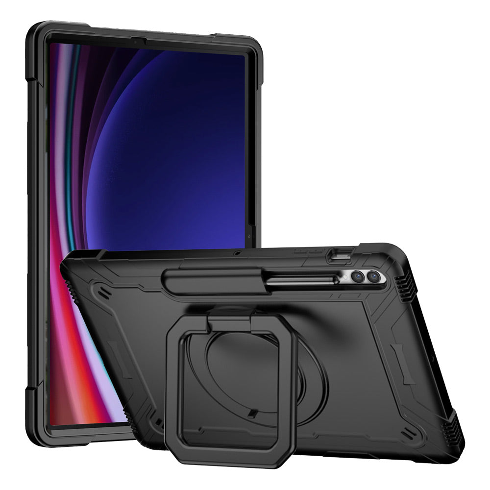 ARMOR-X Samsung Galaxy Tab S9+ S9 Plus SM-X810 / X816 / X818 shockproof case, impact protection cover. Rugged case with folding grip kick stand. Hand free typing, drawing, video watching.