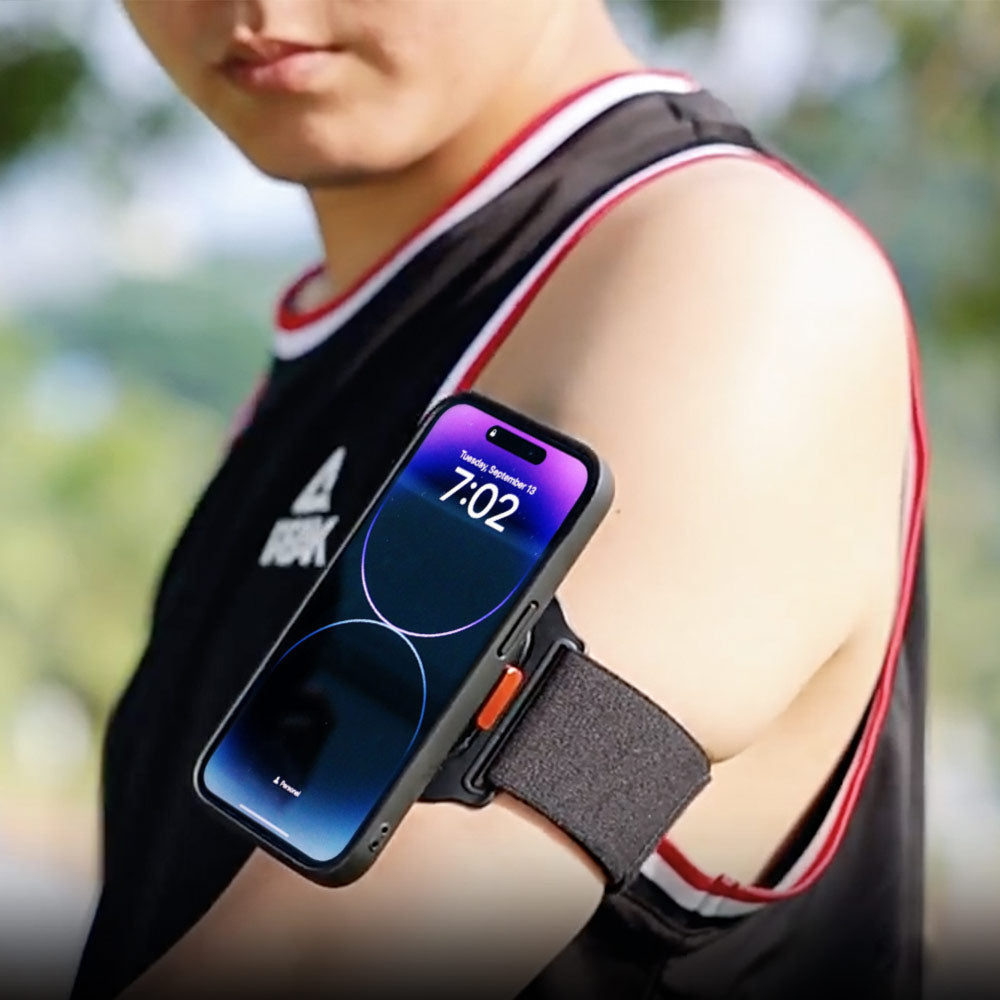 ARMOR-X quick release armband mount design for phone. Perfect for most outdoor activities such as running, cycling, climbing, cross training, fitness, delivery etc.