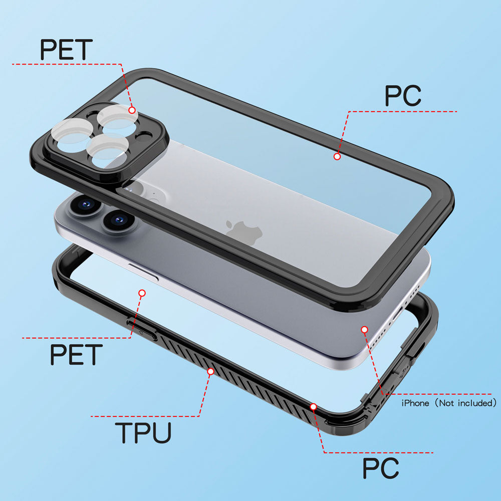 ARMOR-X iPhone 15 Pro Max Waterproof Case IP68 shock & water proof Cover. High quality TPU and PC material ensure fully protected from extreme environment - snow, ice, dirt & dust particles.