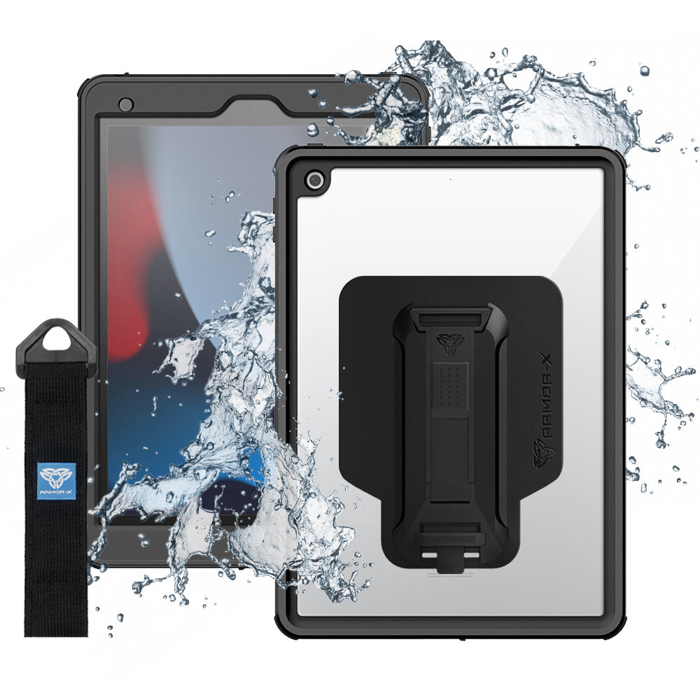 MXS-A10S | iPad 10.2 (7th & 8th & 9th Gen.) 2019 / 2020 / 2021 | IP68  Waterproof, Shock & Dust Proof Case With Handstrap & Kickstand & X-Mount