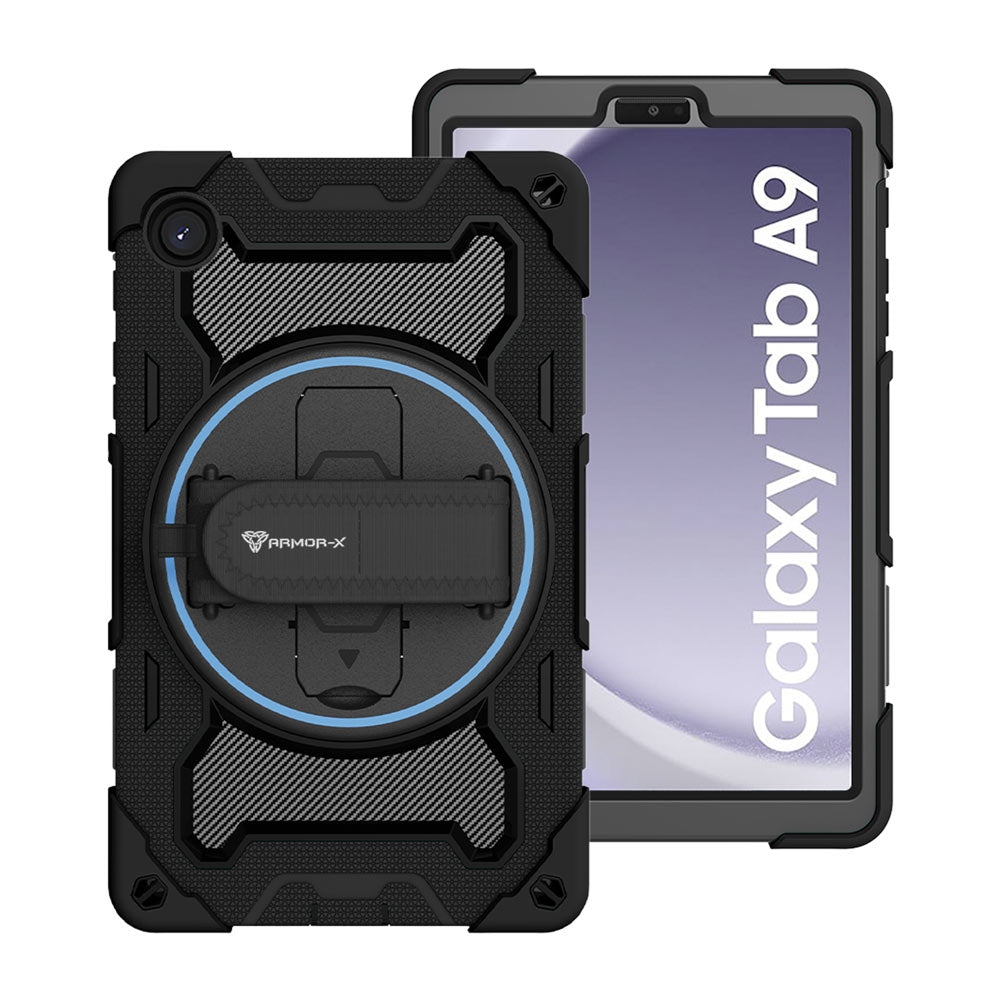 NBN-SS-X110 | Samsung Galaxy Tab A9 ( 8.7 ) SM-X110 / SM-X115 | Ultra 3  Layers Shockproof Rugged Case with Hand Strap and Kick-Stand