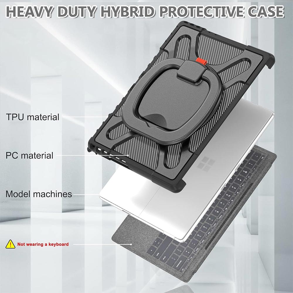 ARMOR-X Microsoft Surface Pro 9 Ultra 2 layers shockproof rugged case. Made of strong PC and premium soft TPU ensures protection and durability.