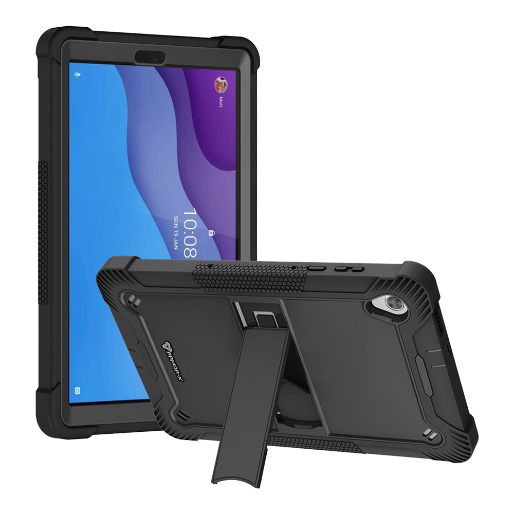 ARMOR-X Lenovo Tab M10 HD (2nd Gen) TB-X306F shockproof case, impact protection cover. Rugged case with kick stand.