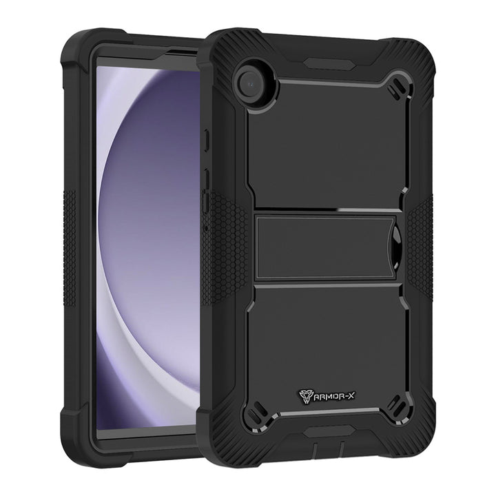 ARMOR-X Samsung Galaxy Tab A9 SM-X110 / SM-X115 shockproof case, impact protection cover with kick stand. Rugged case with kick stand. Hand free typing, drawing, video watching.