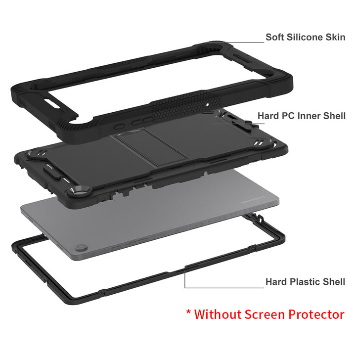 ARMOR-X Samsung Galaxy Tab A9+ A9 Plus SM-X210 / SM-X215 / SM-X216 shockproof case, impact protection cover with kick stand. Rugged case with kick stand. Ultra 3 layers impact resistant design.