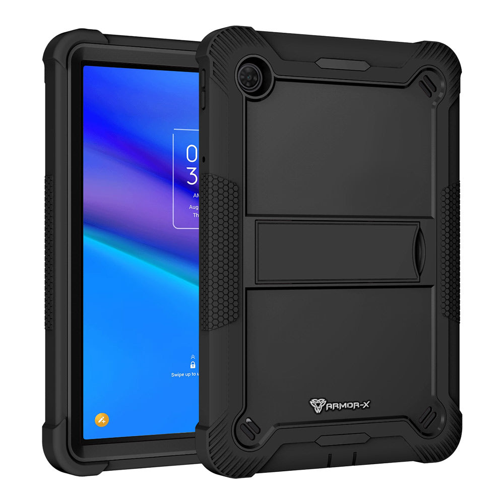 ARMOR-X TCL Tab 10 5G 9183G 10.1 shockproof case, impact protection cover with kick stand. Rugged case with kick stand. Hand free typing, drawing, video watching.