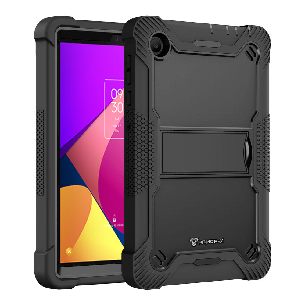 ARMOR-X TCL Tab 8 LE 9137W shockproof case, impact protection cover with kick stand. Rugged case with kick stand. Hand free typing, drawing, video watching.