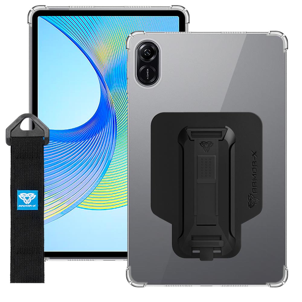 ARMOR-X Honor Pad X8 Pro shockproof case, impact protection cover with hand strap and kick stand. One-handed design for your workplace.