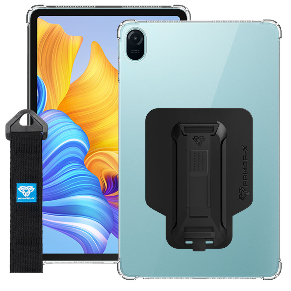 ARMOR-X Honor Pad 8 2022 ( HEY-W09 ) shockproof case, impact protection cover with hand strap and kick stand. One-handed design for your workplace.