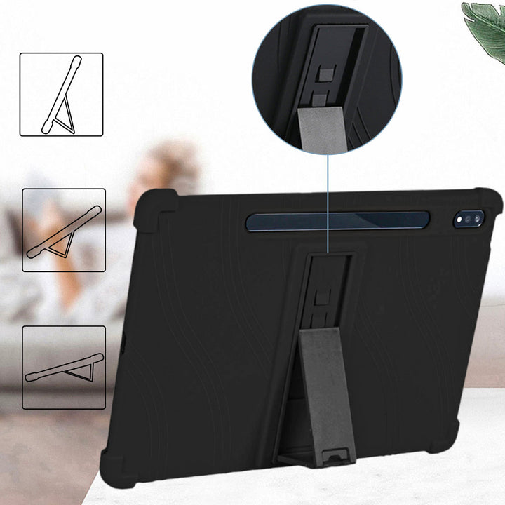 ARMOR-X Lenovo Tab P12 Pro TB-Q706F Soft silicone shockproof protective case. Built-in adjustable kickstand convenient for providing different viewing angles when watching videos, texting, gaming or learning etc.