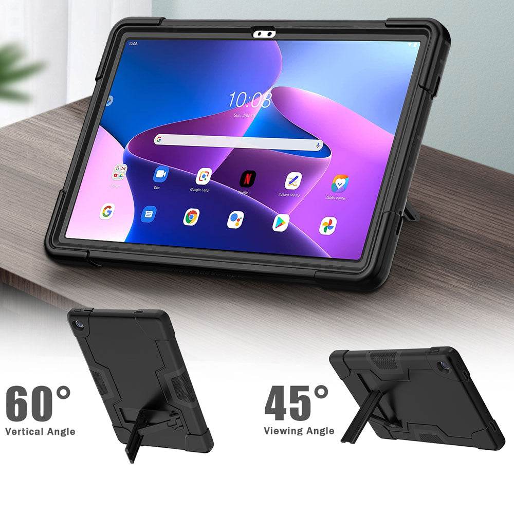 ARMOR-X Lenovo Tab M10 Plus 10.6 ( Gen3 ) TB125FU shockproof case, impact protection cover with kick stand. Rugged case with kick stand. Hand free typing, drawing, video watching.