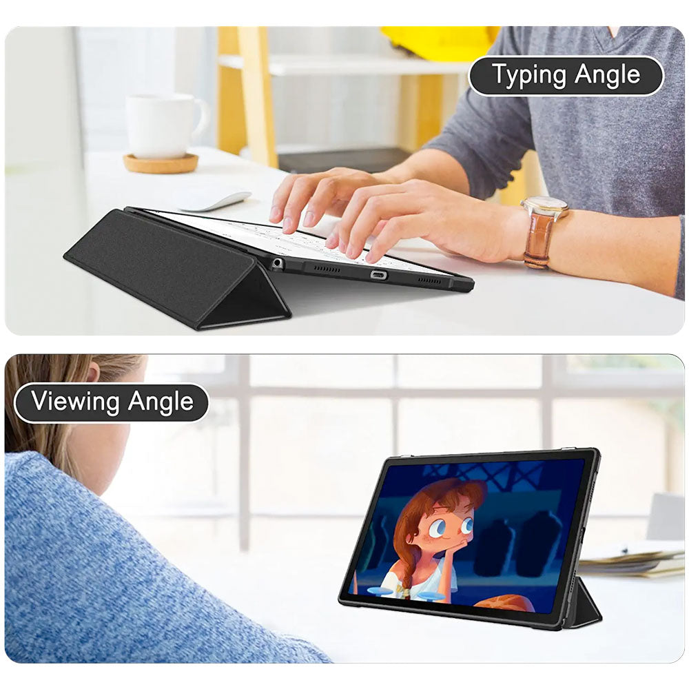 ARMOR-X Samsung Galaxy Tab A8 SM-X200 / X205 Smart Tri-Fold Stand Magnetic Cover. Two angles are provided for satisfying your viewing and typing needs.