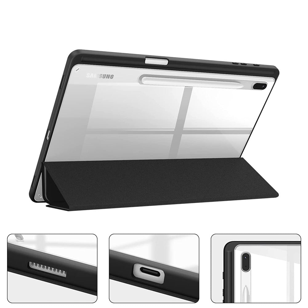 ARMOR-X Samsung Galaxy Tab S8+ S8 Plus SM-X800 / SM-X806 Smart Tri-Fold Stand Magnetic Cover. Raised edge to protect the ports and camera.