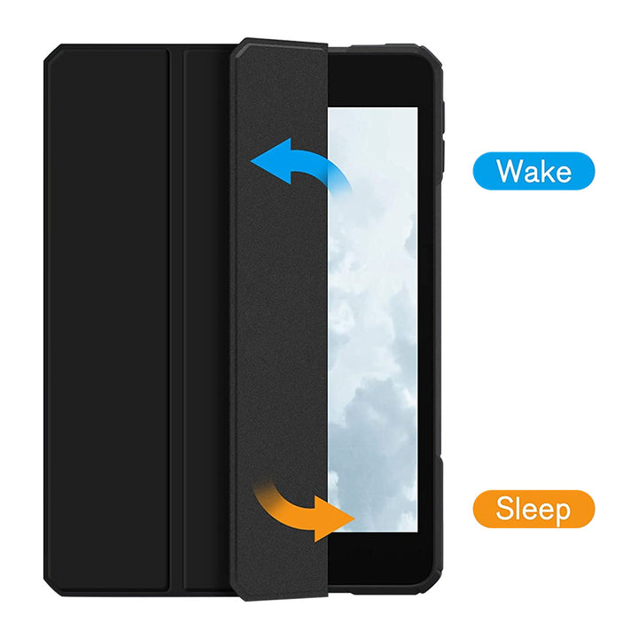 ARMOR-X APPLE iPad mini 5 / mini 4 Smart Tri-Fold Stand Magnetic Cover. With built-in magnets, automatically wakes or puts your device to sleep when the lid is opened and closed. 
