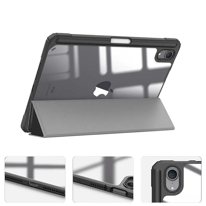 ARMOR-X APPLE iPad mini 6 Smart Tri-Fold Stand Magnetic Cover. Raised edge to protect the ports and camera.