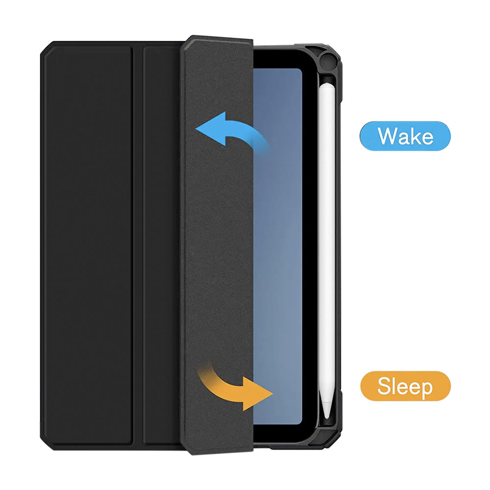 ARMOR-X APPLE iPad mini 6 Smart Tri-Fold Stand Magnetic Cover. With built-in magnets, automatically wakes or puts your device to sleep when the lid is opened and closed. 