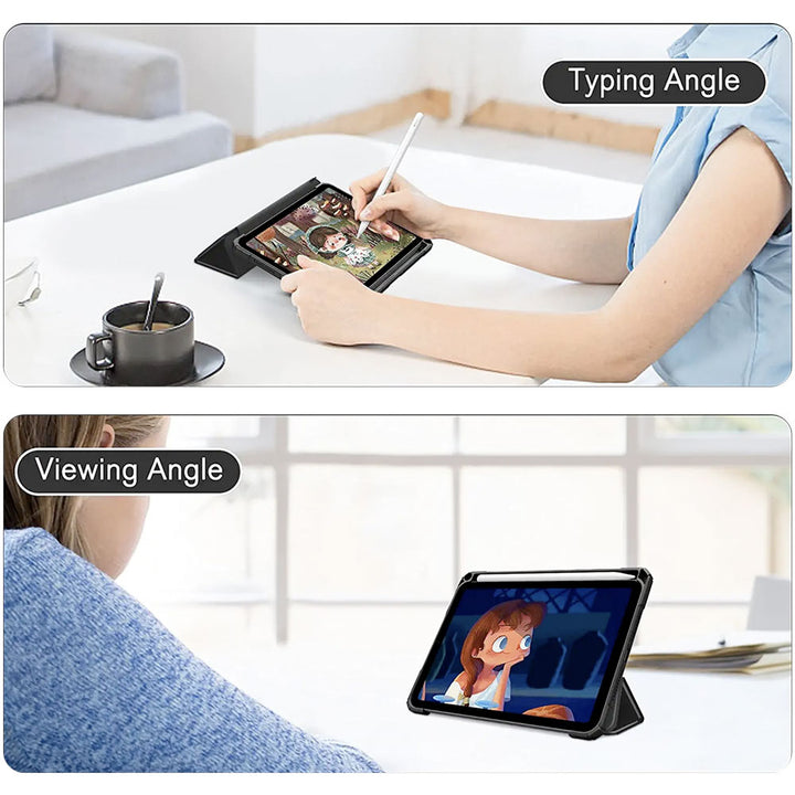 ARMOR-X APPLE iPad mini 6 Smart Tri-Fold Stand Magnetic Cover. Two angles are provided for satisfying your viewing and typing needs.