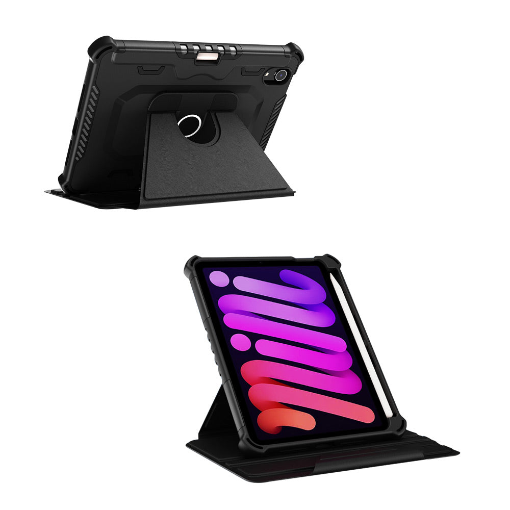 ARMOR-X Apple iPad mini 6 360 degree rotating stand magnetic smart cover. Work perfectly for APPs need both viewing modes.