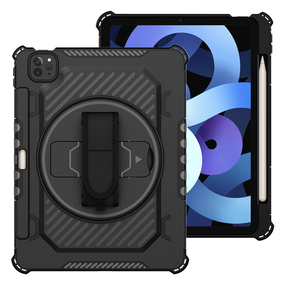 ARMOR-X iPad Air 4 2020 / iPad Air 5 2022 shockproof case, impact protection cover with hand strap and kick stand.