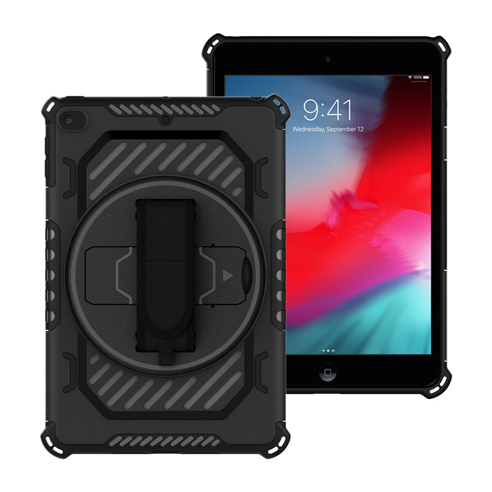 ARMOR-X iPad mini 5 / mini 4 shockproof case, impact protection cover with hand strap and kick stand.