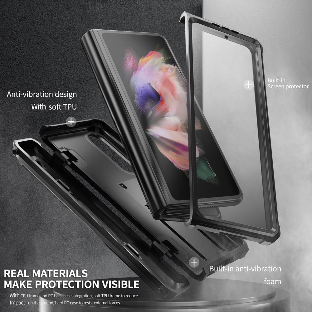 ARMOR-X Samsung Galaxy Z Fold3 5G SM-F926 shockproof cases. Anti-vibration design with soft TPU to reduce impact.
