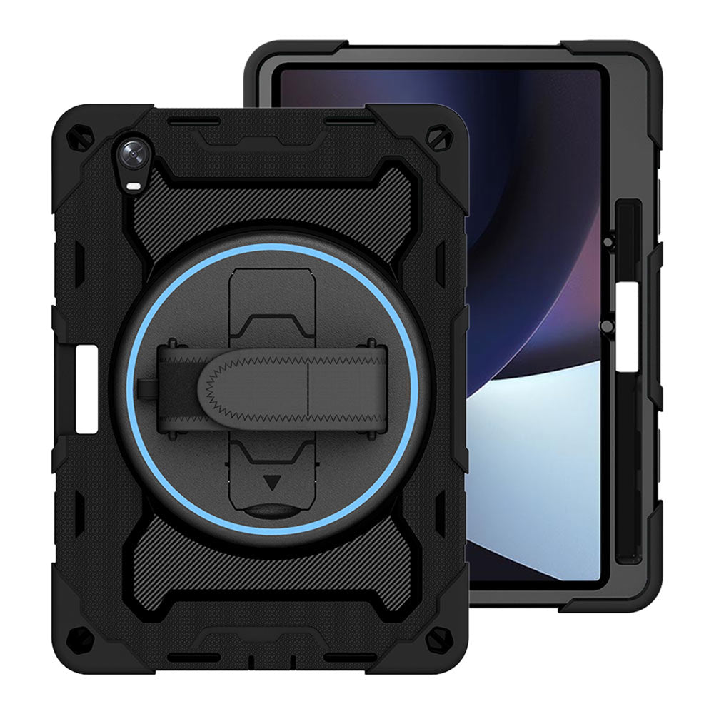 ARMOR-X OPPO Pad shockproof case, impact protection cover with hand strap and kick stand. One-handed design for your workplace.