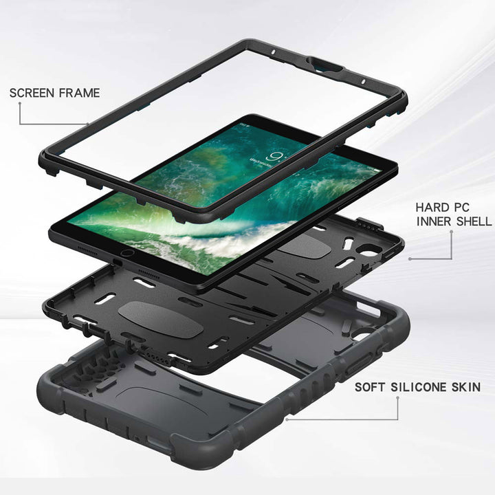 ARMOR-X iPad Pro 10.5 2017 shockproof case, impact protection cover with kick stand. Rugged case with kick stand. Ultra 3 layers impact resistant design.
