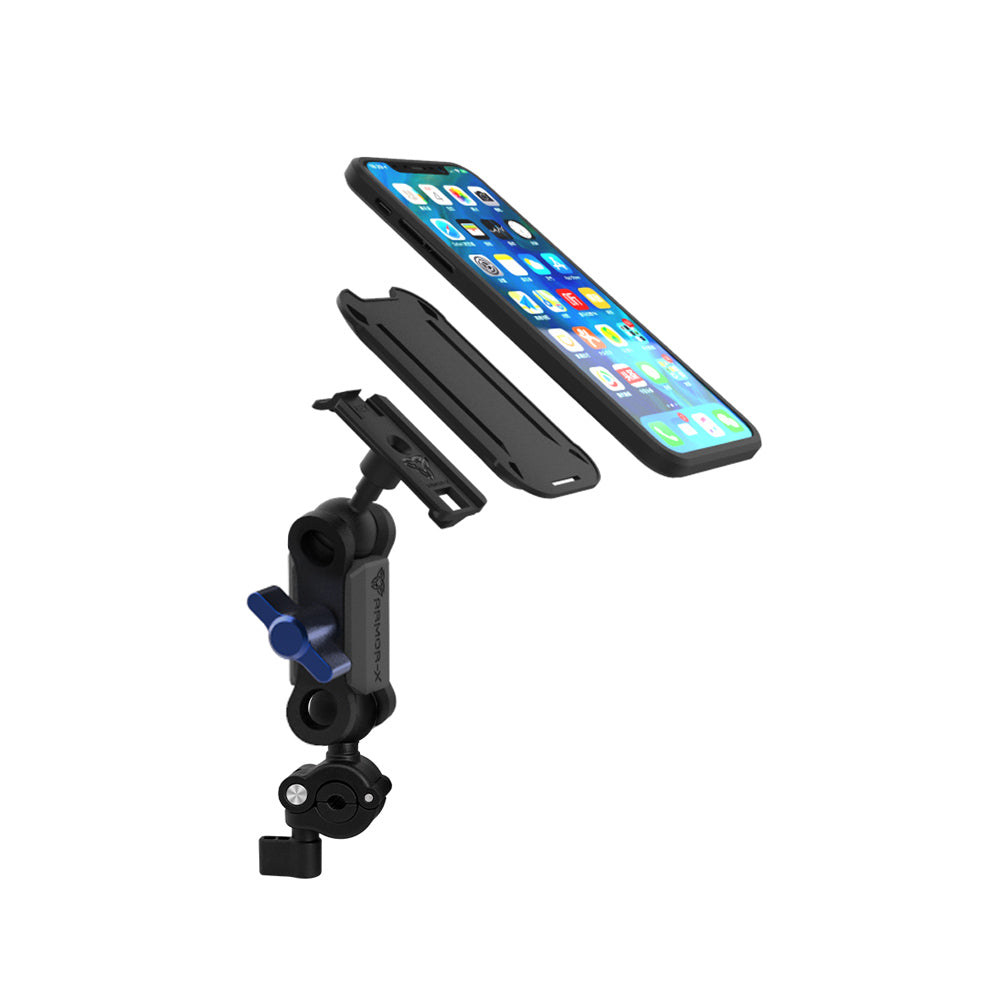 ARMOR-X Motorcycle Mirror Tube Mount for phone.