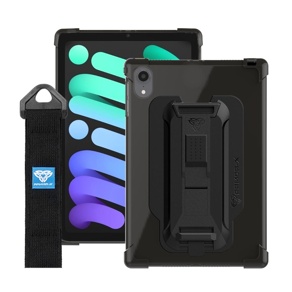 ZXS-iPad-M6 | iPad mini 6 | 4 corner protection case w/ hand strap kick  stand & X-mount