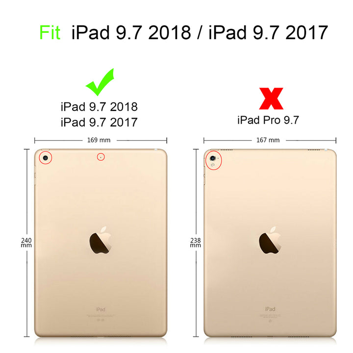 CVR-iPad-N2 | iPad 9.7 ( 5th / 6th Gen.) 2017 / 2018 | Smart Tri-Fold Stand Magnetic PU Cover