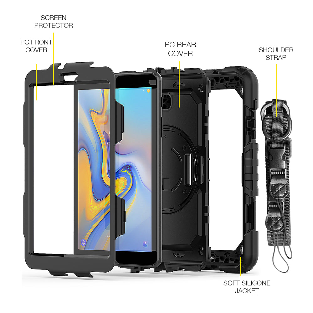 GEN-SS-T387 | Samsung Galaxy Tab A 8.0 (2018) T387 | Rainproof military grade rugged case with hand strap and kick-stand